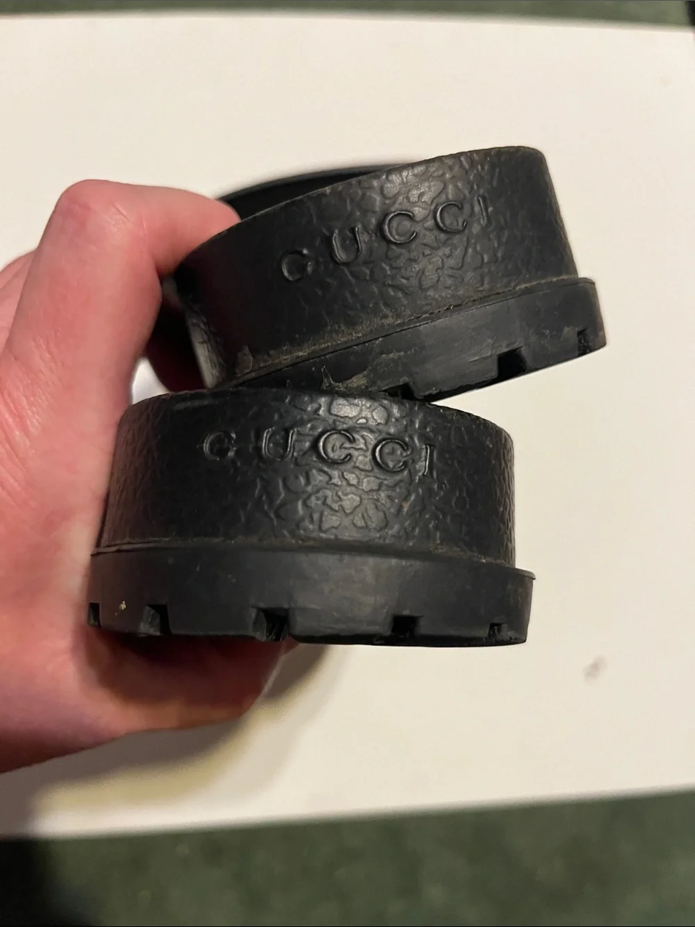 Gucci Black Slides with Green and Red Stripe Band